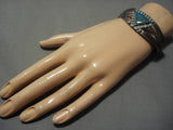 Opulent 1900's Vintage Native American Navajo Triangle Turquoise Sterling Silver Bracelet-Nativo Arts