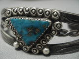 Opulent 1900's Vintage Native American Navajo Triangle Turquoise Sterling Silver Bracelet-Nativo Arts