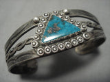 Opulent 1900's Vintage Native American Navajo Triangle Turquoise Sterling Silver Bracelet-Nativo Arts