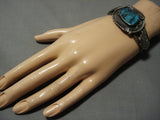 Opulent Vintage Native American Jewelry Navajo Blue Diamond Turquoise Sterling Silver Bracelet Old-Nativo Arts