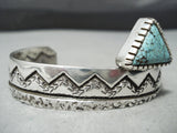Opulent Vintage Native American Navajo #8 Turquoise Sterling Silver Bracelet-Nativo Arts