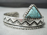 Opulent Vintage Native American Navajo #8 Turquoise Sterling Silver Bracelet-Nativo Arts