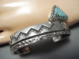 Opulent Vintage Native American Navajo #8 Turquoise Sterling Silver Bracelet-Nativo Arts