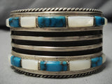 Opulent Vintage Native American Navajo Blue Thunder Turquoise Sterling Silver Bracelet Old-Nativo Arts