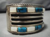 Opulent Vintage Native American Navajo Blue Thunder Turquoise Sterling Silver Bracelet Old-Nativo Arts