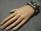 Opulent Vintage Native American Navajo Blue Thunder Turquoise Sterling Silver Bracelet Old-Nativo Arts