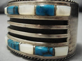 Opulent Vintage Native American Navajo Blue Thunder Turquoise Sterling Silver Bracelet Old-Nativo Arts
