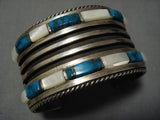 Opulent Vintage Native American Navajo Blue Thunder Turquoise Sterling Silver Bracelet Old-Nativo Arts