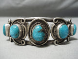 Opulent Vintage Native American Navajo Carico Lake Turquoise Sterling Silver Bracelet Old-Nativo Arts