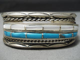 Opulent Vintage Native American Navajo Carico Lake Turquoise Sterling Silver Bracelet Old-Nativo Arts