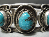 Opulent Vintage Native American Navajo Carico Lake Turquoise Sterling Silver Bracelet Old-Nativo Arts