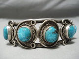 Opulent Vintage Native American Navajo Carico Lake Turquoise Sterling Silver Bracelet Old-Nativo Arts