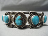 Opulent Vintage Native American Navajo Carico Lake Turquoise Sterling Silver Bracelet Old-Nativo Arts