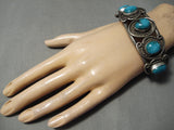 Opulent Vintage Native American Navajo Carico Lake Turquoise Sterling Silver Bracelet Old-Nativo Arts