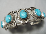 Opulent Vintage Native American Navajo Carico Lake Turquoise Sterling Silver Bracelet Old-Nativo Arts