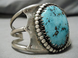 Opulent Vintage Native American Navajo Deep Blue Turquoise Sterling Silver Bracelet Old-Nativo Arts