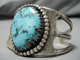 Opulent Vintage Native American Navajo Deep Blue Turquoise Sterling Silver Bracelet Old-Nativo Arts