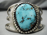 Opulent Vintage Native American Navajo Deep Blue Turquoise Sterling Silver Bracelet Old-Nativo Arts