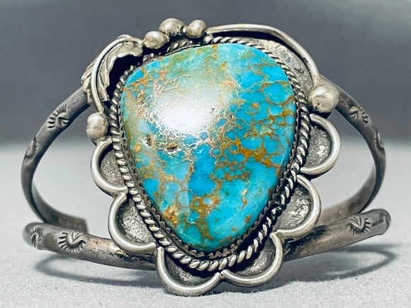 Opulent Vintage Native American Navajo Nevada Blue Turquoise Sterling Silver Bracelet-Nativo Arts