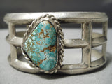 Opulent Vintage Native American Navajo Spiderweb Turquoise Sterling Silver Bracelet Old-Nativo Arts