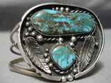 Opulent Vintage Native American Navajo Vivid Green Turquoise Sterling Silver Bracelet Old-Nativo Arts