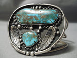 Opulent Vintage Native American Navajo Vivid Green Turquoise Sterling Silver Bracelet Old-Nativo Arts