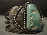 Opulent Vintage Navajo Apache Turquoise Native American Jewelry Silver Flank Bracelet-Nativo Arts
