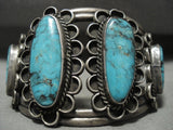 Opulent Vintage Navajo Blue Diamond Turquoise Native American Jewelry Silver Bracelet Old-Nativo Arts