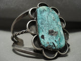 Opulent Vintage Navajo Variscite Native American Jewelry Silver Wave Bracelet Old-Nativo Arts