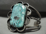 Opulent Vintage Navajo Variscite Native American Jewelry Silver Wave Bracelet Old-Nativo Arts