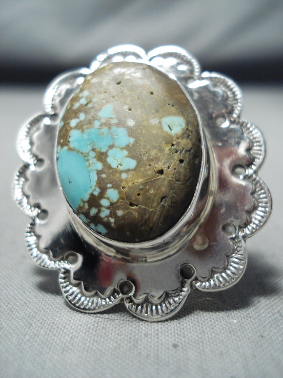 Ornamental Navajo #8 Turquoise Mine Sterling Silver Ring Native American-Nativo Arts