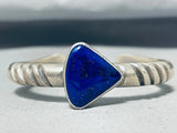 Orville Tsinnie (d.) Authentic Vintage Native American Navajo Lapis Sterling Silver Bracelet-Nativo Arts