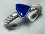 Orville Tsinnie (d.) Authentic Vintage Native American Navajo Lapis Sterling Silver Bracelet-Nativo Arts