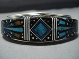 Outer Space Inlay Navajo Turquoise Sterling Silver Native American Bracelet-Nativo Arts