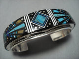 Outer Space Inlay Navajo Turquoise Sterling Silver Native American Bracelet-Nativo Arts