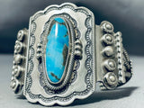 Outstanding Native American Navajo Bisbee Turquoise Sterling Silver Bracelet Signed-Nativo Arts