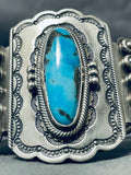 Outstanding Native American Navajo Bisbee Turquoise Sterling Silver Bracelet Signed-Nativo Arts