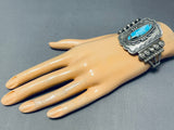Outstanding Native American Navajo Bisbee Turquoise Sterling Silver Bracelet Signed-Nativo Arts