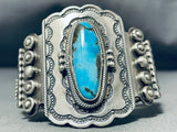 Outstanding Native American Navajo Bisbee Turquoise Sterling Silver Bracelet Signed-Nativo Arts