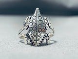 Outstanding Native American Navajo Sterling Silver Toad Ring-Nativo Arts