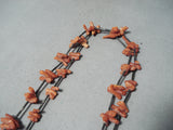 Outstanding Santo Domingo Native American Coral Silver Necklace-Nativo Arts