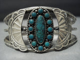 Outstanding Vintage Native American Jewelry Navajo Snake Eyes Turquoise Sterling Silver Bracelet-Nativo Arts
