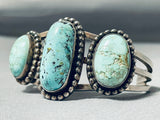 Outstanding Vintage Native American Navajo 3 Domed Turquoise Sterling Silver Huge Bracelet-Nativo Arts