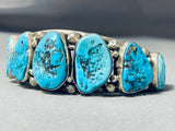 Outstanding Vintage Native American Navajo 7 Morenci Turquoise Sterling Silver Bracelet-Nativo Arts