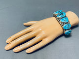 Outstanding Vintage Native American Navajo 7 Morenci Turquoise Sterling Silver Bracelet-Nativo Arts