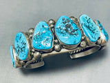 Outstanding Vintage Native American Navajo 7 Morenci Turquoise Sterling Silver Bracelet-Nativo Arts