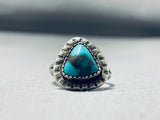 Outstanding Vintage Native American Navajo Blue Diamond Turquoise Sterling Silver Ring-Nativo Arts