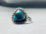 Outstanding Vintage Native American Navajo Blue Diamond Turquoise Sterling Silver Ring-Nativo Arts