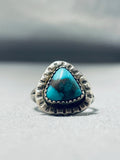 Outstanding Vintage Native American Navajo Blue Diamond Turquoise Sterling Silver Ring-Nativo Arts