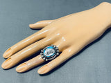 Outstanding Vintage Native American Navajo Godber Turquoise Sterling Silver Ring-Nativo Arts